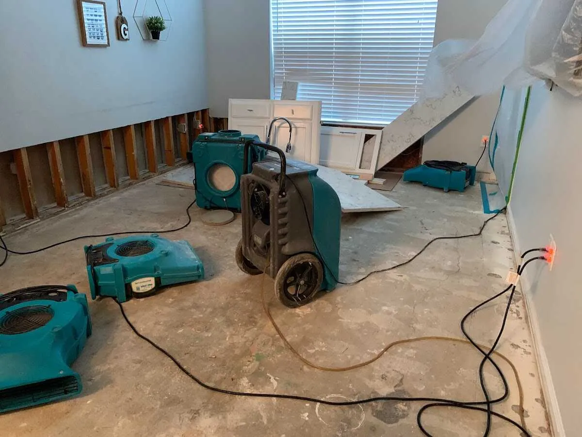 Dehumidifier in flood-cut room for Water Extraction & Removal in Portales